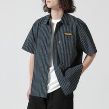 AVIREX SHORT SLEEVE STRIPE WORK SHIRT 7833123017画像