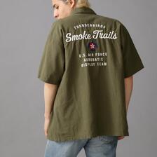 AVIREX COTTON LINEN SHORT SLEEVE SHIRT SMOKETAILS 7833123018画像