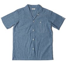WAREHOUSE Lot 3091 S/S OPEN COLLAR SHIRTS シャンブレー ブルー画像