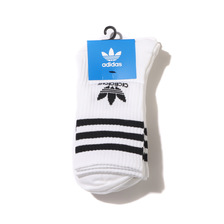 adidas MID CUT CREW SOCKS 3 PAIRS WHITE IJ0733画像
