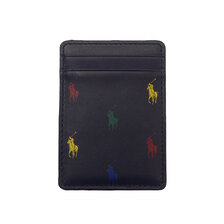 POLO RALPH LAUREN Allover Pony Leather Magnetic Card Case NAVY画像