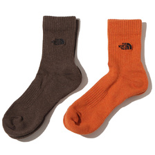 THE NORTH FACE TNF LOGO 2P CREW ORANGE MOKU &times; BROWN MOKU NN82310-OB画像