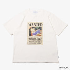 atmos &times; ONE PIECE WANTED POSTER T-SHRTS WHITE&times;MONKEY.D.LUFFY MA23S-TS070画像