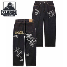 X-LARGE GRAFFITI DENIM PANTS BLACK 101233031007画像