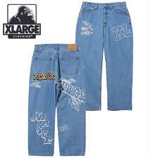 X-LARGE GRAFFITI DENIM PANTS LtINDIGO 101233031007画像