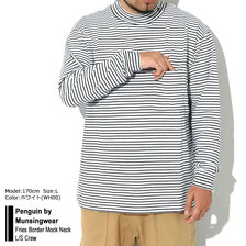 Penguin by Munsingwear Fries Border Mock Neck L/S Crew MLMWJB05画像