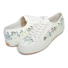 SUPERGA 2750 ORGANIC FLOWERS EMBROIDERY WHITE AVORIO-GREEN-CHOCOLATE S6133DW-A1I画像
