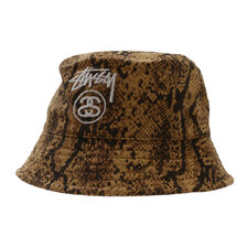 STUSSY STOCK LOCK DEEP BUCKET HAT BROWN画像