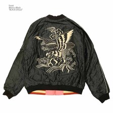 TAILOR TOYO Early 1950s Style Acetate Quilted Souvenir Jacket &ldquo;BLACK EAGLE&rdquo; &times; &ldquo;LANDSCAPE&rdquo; TT15391-119画像