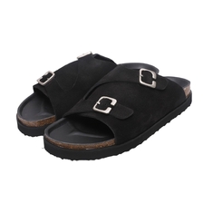 hobo FULL SLIDE SANDALS COW SUEDE BLACK HB-F4101画像