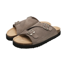 hobo FULL SLIDE SANDALS COW SUEDE GRAY BEIGE HB-F4101画像