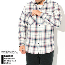 BIG MIKE Heavy Flannel Off White Check L/S Shirt 102235207画像