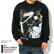 HUF &times; MARVEL AVENGERS Thanos Eye Washed Crewneck Sweat PF00656画像
