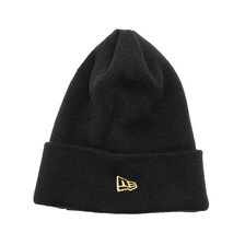 NEW ERA ベーシック カフニット ブラック メタリックゴールドフラッグ 11120505画像