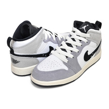 NIKE JORDAN 1 MID SE CRAFT (PS) cement grey/black-white FD9090-002画像