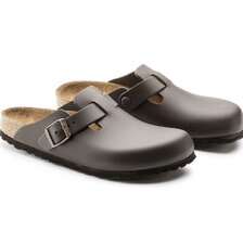BIRKENSTOCK BOSTON NATURAL LEATHER REGULAR DARK BROWN 0060101画像