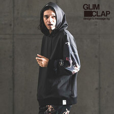 GLIMCLAP One arm artistic botanical design hooded jersey 15-135-GLA-CD画像