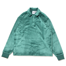 adidas PREMIUM ESSENTIALS + VELOUR LONG SLEEVE POLO COLLEGEGREEN II5757画像