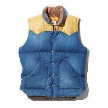 Rocky Mountain Featherbed DOWN VEST DENIM INDIGO USED WASH画像