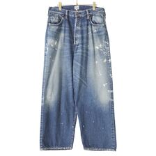 GOLD RECYCLED WASTE SUVIN COTTON YARN 11.5oz. DENIM 5POCKET WIDE PANTS WWII MODEL VINTAGE WASHED 23B-GL42407H画像