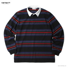 Carhartt WIP L/S OREGON RUGBY SHIRT - Starco Stripe, Black I032214画像
