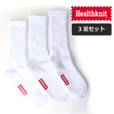 Healthknit シンカーホワイト無地3Pソックス 191-3106画像