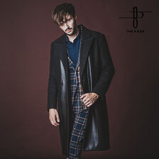 NO ID. BLACK シンセティックレザー切替チェスターコート 453006-605C画像