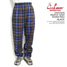 COOKMAN Chef Pants Woolmix Tartan Scottish Navy 231-33823画像