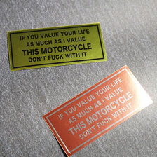 EVILACT DON'T... THIS MOTORCYCLE sticker metallic mirror (orange / yellow)画像
