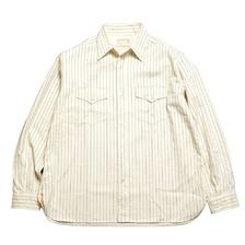 SUGAR CANE FICTION ROMANCE 8.5oz. WHITE WABASH STRIPE WORK SHIRT SC29165画像