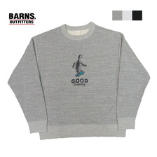 BARNS フラットシーマー 吊り編み クルーネック スウェット プリントトレーナー ペンギン BR-23382画像