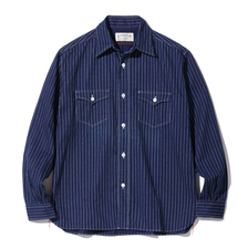 SUGAR CANE FICTION ROMANCE 8.5oz. WABASH STRIPE WORK SHIRT SC29164画像