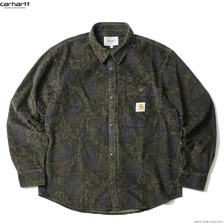 Carhartt WIP L/S FLINT SHIRT - Paisley Print, Plant (rinsed) I029442画像