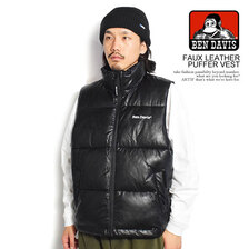 BEN DAVIS FAUX LEATHER PUFFER VEST T-2378003画像