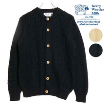 Kerry Woollen Mills Aran Cable Collarless Cardigan Heavy KW-0005画像