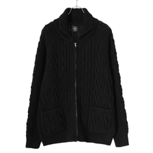 GOLD WOOL/SABLE LOW GAUGE KNIT ZIP SWEATER 23B-GL90255画像