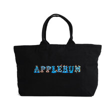 APPLEBUM Blue Flame Logo Canvas Zip Totebag BLACK画像