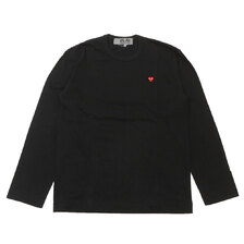 PLAY COMME des GARCONS MENS SMALL RED HEART ONE POINT L/S TEE BLACK画像