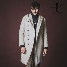 NO ID. BLACK パイピングフーデッドロングコート 453006-642C画像