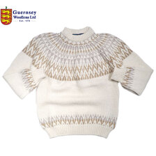 Guernsey Woollens NORDIC JUMPER CREW NECK SWEATER ecru画像