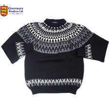 Guernsey Woollens NORDIC JUMPER CREW NECK SWEATER black画像