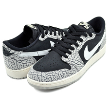 NIKE AIR JORDAN 1 RETRO LOW OG (GS) black/muslin-tech grey-white CZ0858-001画像