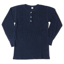 WAREHOUSE Lot 5912 インディゴ 4本針ヘンリーネックワッフル長袖T画像