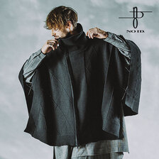 NO ID. BLACK ボリュームネックニットZIPポンチョ 454010-671K画像