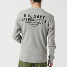 AVIREX LONGSLEEVE WAFFLE T-SHIRT U.S.NAVY 7834130006画像