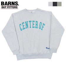 BARNS フラットシーマー クルーネック スウェット アスレチッククルースウェット プリントトレーナー CENTER OF BR-24101画像