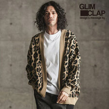 GLIMCLAP Leopard pattern double Jacquard used like processing minimal detail cardigan 16-007-GLS-CE画像