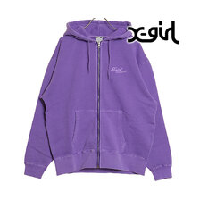 X-girl FACE & CURSIVE LOGO ZIP UP SWEAT HOODIE 105241012005画像