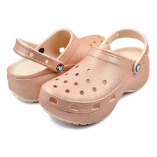 crocs CLASSIC PLATFORM GLITTER CLOG W SHITAKE 207241-2DS画像