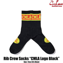 COOKMAN Rib Crew Socks CMLA logo Black 233-34948画像